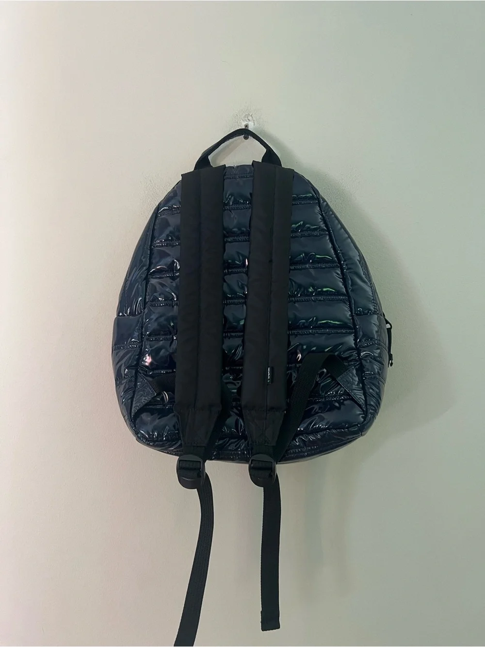 Mueslii Shiny Quilted Black Mini Backpack for Men